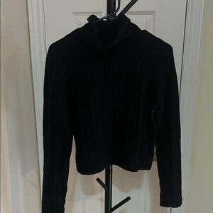 Sunday Best Black Cable Knit Crop Sweater merino wool and organic cotton